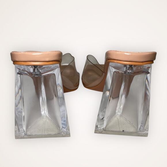 PrettyLittleThing Women’s 6 Tan Clear Block Sandal Heel - Picture 4 of 9